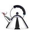 Alessi Tea Rex 9093REX B - Design Kettle with Handle and Dragon-Shaped Whistle, Stainless Steel, Black 