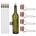 LinkBro Wine Bottle Torch Kit 4 Pack, Includes 4 Long Life Torch Wicks, Red Antique Copper lamp Cover and Brass Wick Mount