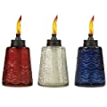 TIKI Brand 6-Inch Molded Glass Table Torch, Red White & Blue
