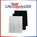 LifeSupplyUSA 1 HEPA and 2 Carbon Replacement Filter Pack Compatible with Coway AP-0512NH