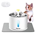 Parner Cat Water Fountain Stainless Steel, LED Indicator 81oz/2.4L Automatic Pet Water Fountain