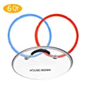 House Again 9 Inch Tempered Glass Lid and 2 Pcs Silicone Seal Rings, for 5/6 qt 