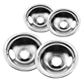4 Pack Stainless Steel Reflector Bowls Universal Drip Pan Kits Gas Stove Burner Rings for Frigidaire Kenmore 5304430150, 318067051
