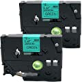 2PK Black on Green Label Tape Compatible for Brother TZ TZe 731 TZ-731 TZe-731 12mm P-Touch 8m 0.47" x 26.2"