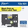 Brother P-touch TZE-631 Tape, 1/2" (0.47") Standard Laminated P-touch Tape, Black on Yellow
