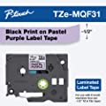 Brother Genuine P-touch TZE-MQF31 Tape, 1/2" (0.47") Wide Standard Laminated Tape, Black on Pastel Purple