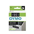 DYMO High-Performance Permanent Self-Adhesive D1 Polyester Tape for Label Makers, 1/2-inch, White Print on Black, 23-Foot Cartridge, 45021