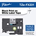 Brother Genuine P-touch TZE-FX231 Tape, 1/2" (0.47") Wide Flexible-ID Laminated Tape, Black on White