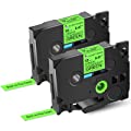 KCMYTONER Label Tape Refills for Brother P-Touch TZe-D31 Laminated Black on Green Fluorescent 1/2" 12mm