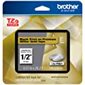 Brother P-touch TZe-PR831 Black Print on Premium Laminated Tape 12mm (0.47”) wide x 8m (26.2’) long, Glitter Gold