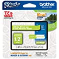 Brother Genuine P-Touch TZE-MQG35 Tape, 1/2" (0.47") Laminated White on Lime