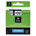 DYMO 43613 D1 High-Performance Polyester Removable Label Tape, 1/4-Inch x 23 ft, Black on White