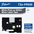 Brother Genuine P-touch TZe-PR935 White Print on Premium Glitter Silver