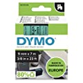 Dymo D1 Standard Labelling Tape 9mm x 7m - Black on Green S0720740 
