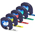 COLORWING Compatible Label Tape Replacement for DYMO LetraTag Label Maker Refills Plastic Label Tape 91331 91332 91333 91334 91335(White/Yellow/Red/Green/Blue)