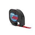 DYMO LetraTag Labeling Tape for LetraTag Label Makers, Black Print on Red Plastic Tape, 1/2