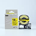 Compatible EPSON18mm LC-5YBW Label Tape Black on Yellow 8m 18mm