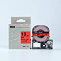 Compatible EPSON18mm LC-5RBP Label Tape Black on Red 8m