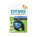 DYMO LetraTag Labeling Tape for LetraTag Label Makers, Black Print on Blue Plastic Tape, 1/2
