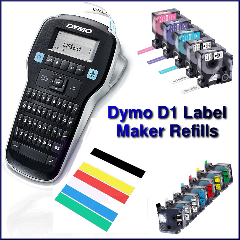 43610 1 cartridge 1/4 W x 23 L DYMO Standard D1 Labeling Tape for LabelManager Label Makers Black print on Clear tape 