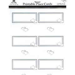Celebration Silver Hearts Place Cards 3.75 x 1.5-Inches 48 Cards per Pack (1616)