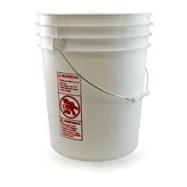 Ten Food Grade 5 Gallon 75 Mil White Pails with Ten High Viscosity White Lid with Flow-in Gasket