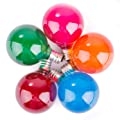 Opaque Multicolor Globe G40 Replacement Light Bulbs for Christmas Lights, 5 Watt E12 C7 Candelabra Base 