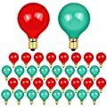Welecom Christmas Light Bulb 32 Pack Christmas Bulbs Led Light Bulbs Replacement Round Head G40 5 Watt Red Green Light Bulbs