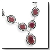 Oval Faceted Rough-cut Ruby Sterling Silver Necklace