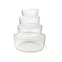 Bormioli Rocco 388480SB4021990 Frigoverre Round Glass Food-Storage Containers with Frosted Lids, Set of 4