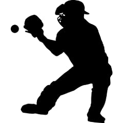 Baseball Wall Decal Sticker - Sports Silhouette Decoration Mural - 12 in. Black