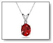 Oval Ruby and Diamond Stud Pendant