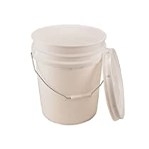 5 Gallon White Bucket & Lid - Durable 90 Mil All Purpose Pail - Food Grade - BPA Free Plastic -
