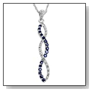 Blue Sapphire and Diamond Twist Pendant