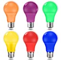 Lkqh Colored Light Bulbs 9W Blue/Red/Green/Purple/Orange/Pink 6-Pack