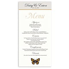 25 Wedding Menu Cards - Butterfly Burnt Orange Sky