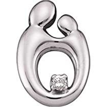 Mother and Child Diamond Solid Charm Pendant        
