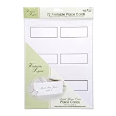 Darice VL3481 72-Count Place Cards 12-Sheets White Silver Trim