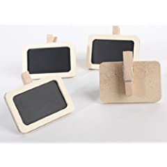 12 Mini Chalkboards with Attached Clothespins 2.25 Inch X 1.5 Inch - Great for Wedding Place Cards Party Favors & Craft Projects