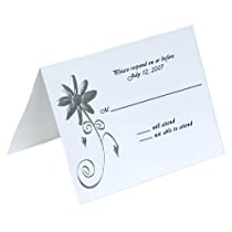 Response Card Funky Daisy Silver (50 Pack)