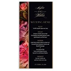 175 Wedding Menu Cards - Rubenesque Roses & Black