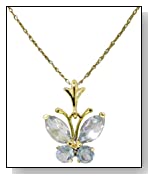 Necklace with Aquamarine Butterfly Pendant