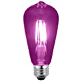 SleekLighting LED 4Watt Filament ST64 Purple Colored Light Bulbs