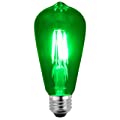 SleekLighting LED 4Watt Filament ST64 Green Colored Light Bulbs