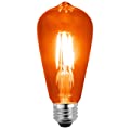 SleekLighting LED 4Watt Filament ST64 Orange Colored Light Bulbs