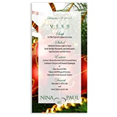 25 Wedding Menu Cards - Christmas Ornaments