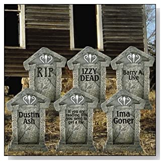 Halloween Yard Signs with Fake Tombstones