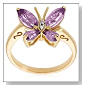 Amethyst and Diamond Accent Butterfly Ring