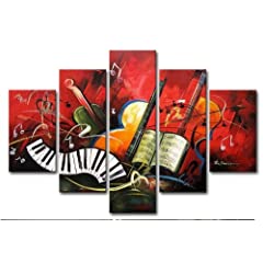 Hand-painted Artwork the Music Score High Q. Wall Art Decor Landscape Oil Painting on Canvas 5pcs/set Ready to Hang Framed