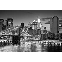 Brooklyn Bridge Panoramic Peel & Stick Wall Mural (Black & White) 72 Inches Wide X 42 Inches High